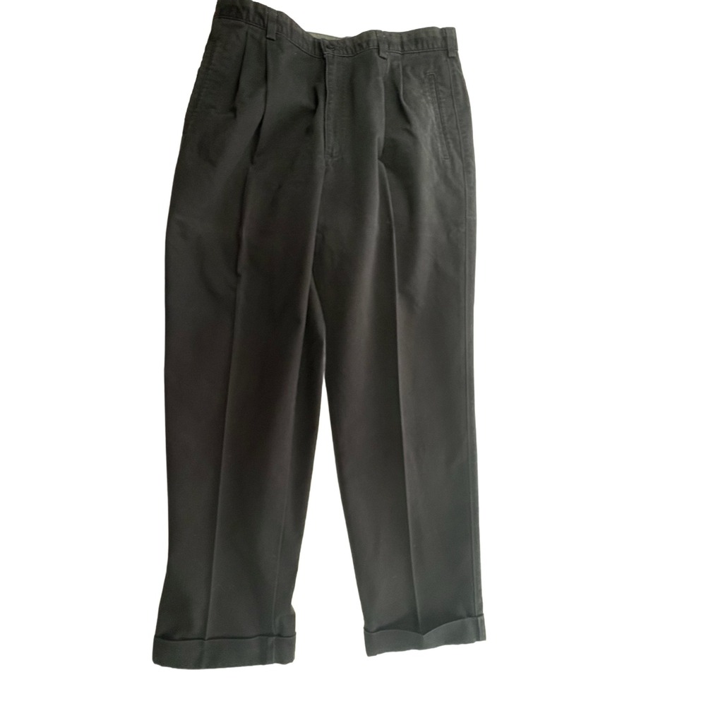 Savane Deep Dye Pleated Dress Pants No Wrinkle Cotton‎ Blend W36 L29